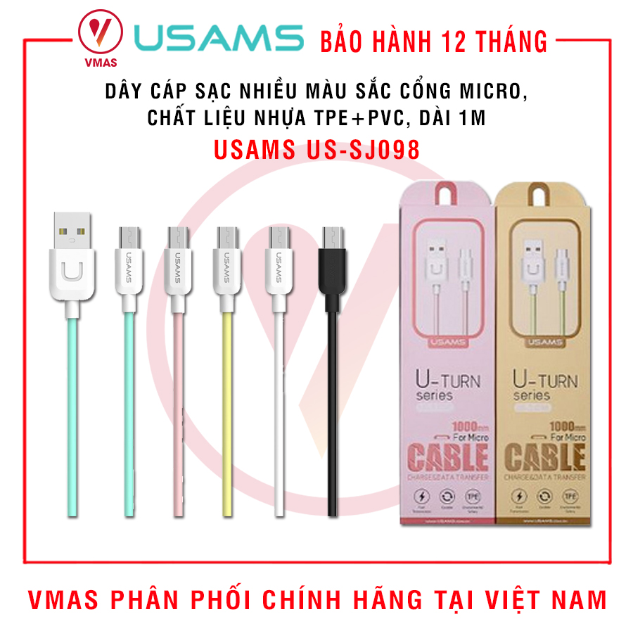 Dây cáp sạc và truyền dữ liệu USAMS US - SJ098 chuẩn kết nối Micro - Hàng chính hãng