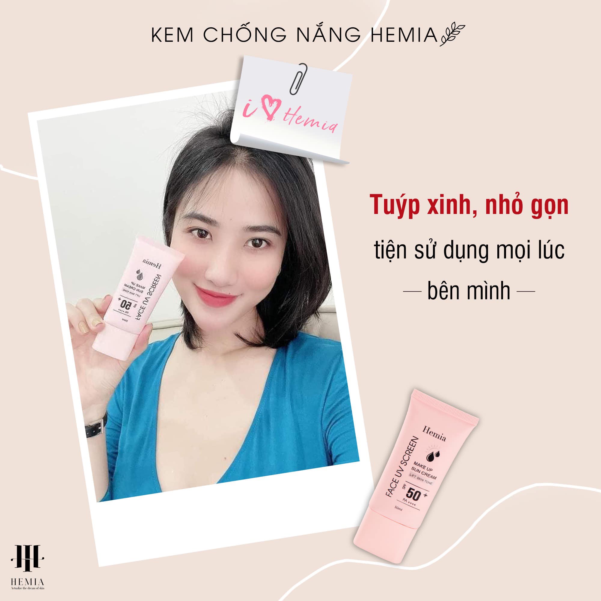 [Combo 2 Hộp] Kem Chống Nắng Dưỡng Trắng Chống Lão Hoá &amp; Kiềm Dầu Kiêm Make Up Nâng Tone Cho Da Hemia Hàn Quốc