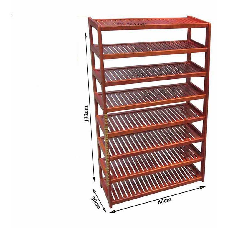 Kệ để giày dép bằng gỗ 8 tầng rộng 60cm và 80cm - Gía đựng giày dép gỗ cao su 47wood KDG8T