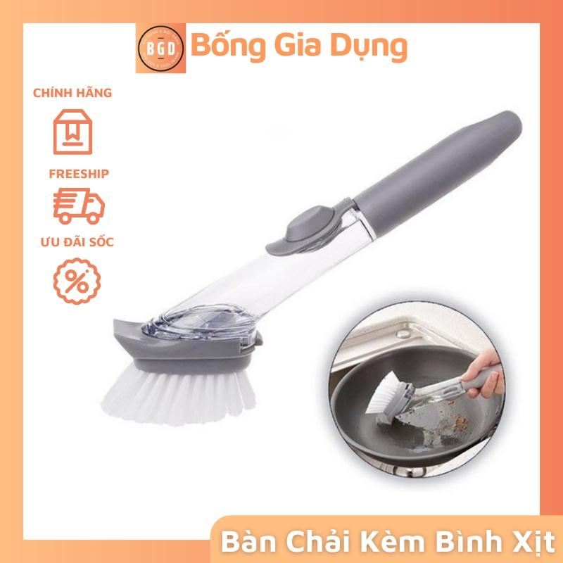 Chổi Cọ Rửa Kèm Bình Xịt Nước Thông Minh - Dụng Cụ Cọ Rửa Chén Bát Có Tay Cầm Và Ống Đựng Xà Phòng