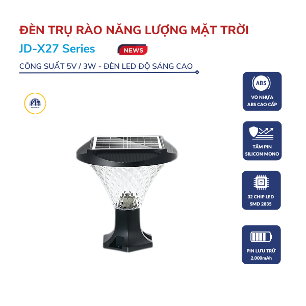 Đèn cổng hàng rào năng lượng mặt trời size 185mm