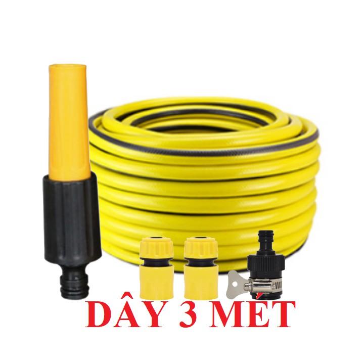 Bộ dây vòi xịt nước rửa xe, tưới cây . tăng áp 3 lần, loại 3m, 5m 206622-5Kcút sập, nối, d.vàng TL