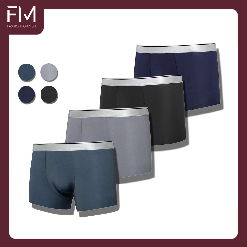 Hộp 4 quần boxer nam thun lạnh, quần lót nam co dãn 4 chiều- Formen Shop- FMQS017
