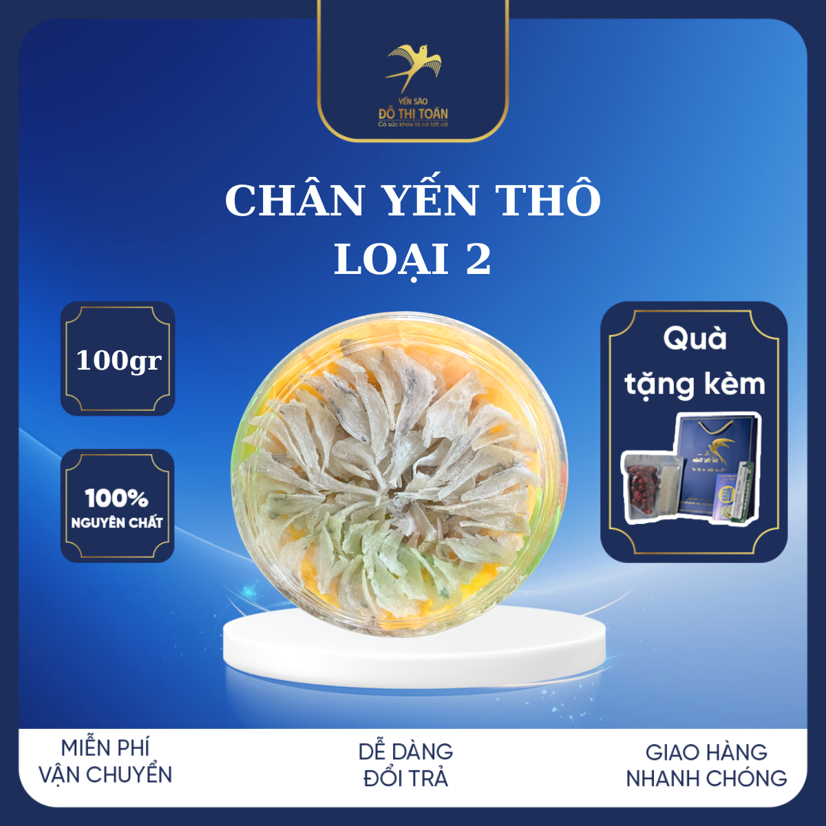 Chân Yến Thô Loại 2 Hộp 100Gr - Chân Nhỏ Giá Tiết Kiệm - Yến Thơm Ngon Giá Rẻ - Ăn Yến Giúp Đẹp Da - Yến Sào Cao Cấp Đỗ Thị Toán