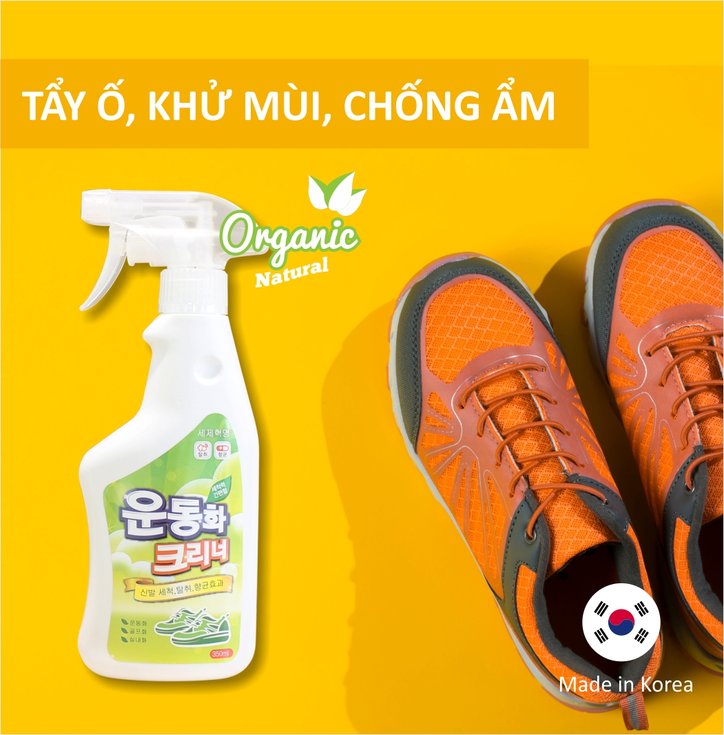 Nước Lau Giày Tẩy Ố, Khử Mùi và Chống Ẩm Detergent Revolution STAIN REMOVER - Chai 350ml