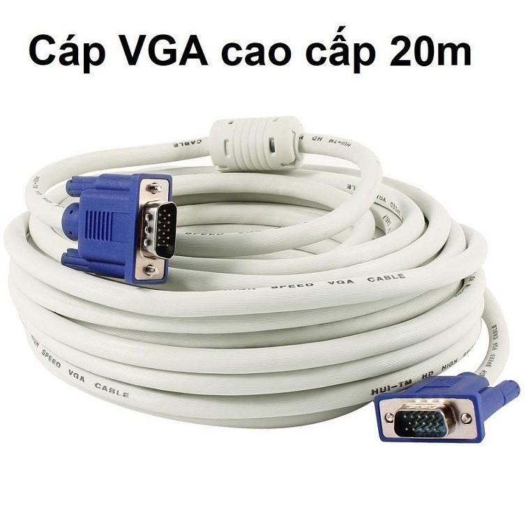 Dây Cáp Vga 20 Mét Màu Trắng Có Chống Nhiễu - Hàng Chính Hãng