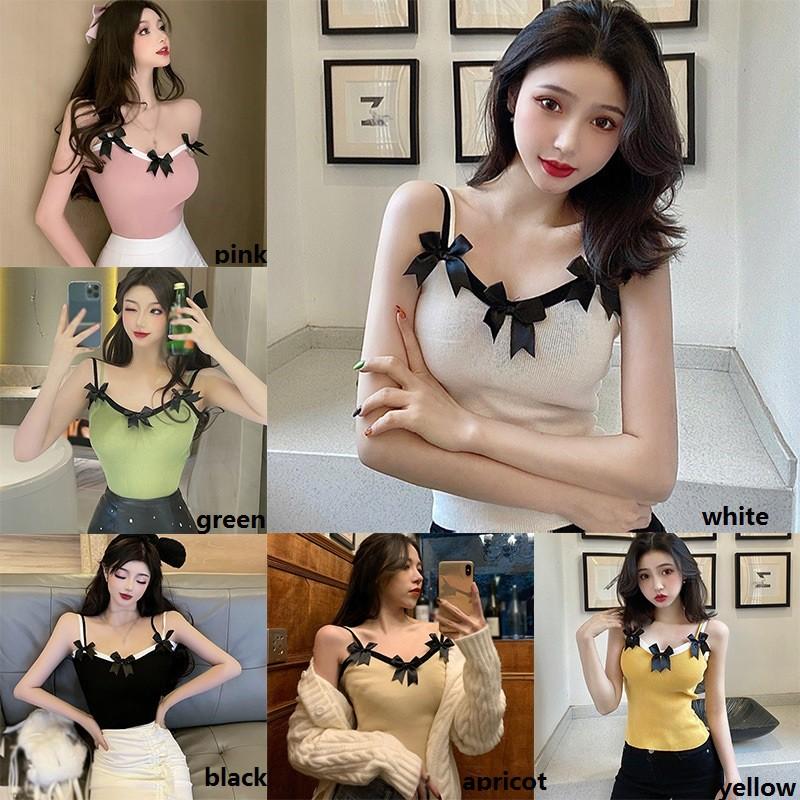 Áo Hai Dây Dệt Kim Cổ Chữ V Dáng Ôm Gợi Cảm Dành Cho Nữ