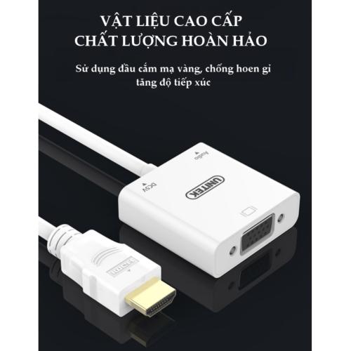 Cáp chuyển đổi  HDMI sang VGA+Audio có nguồn phụ Unitek Y-6333WH - Hàng Nhập Khẩu