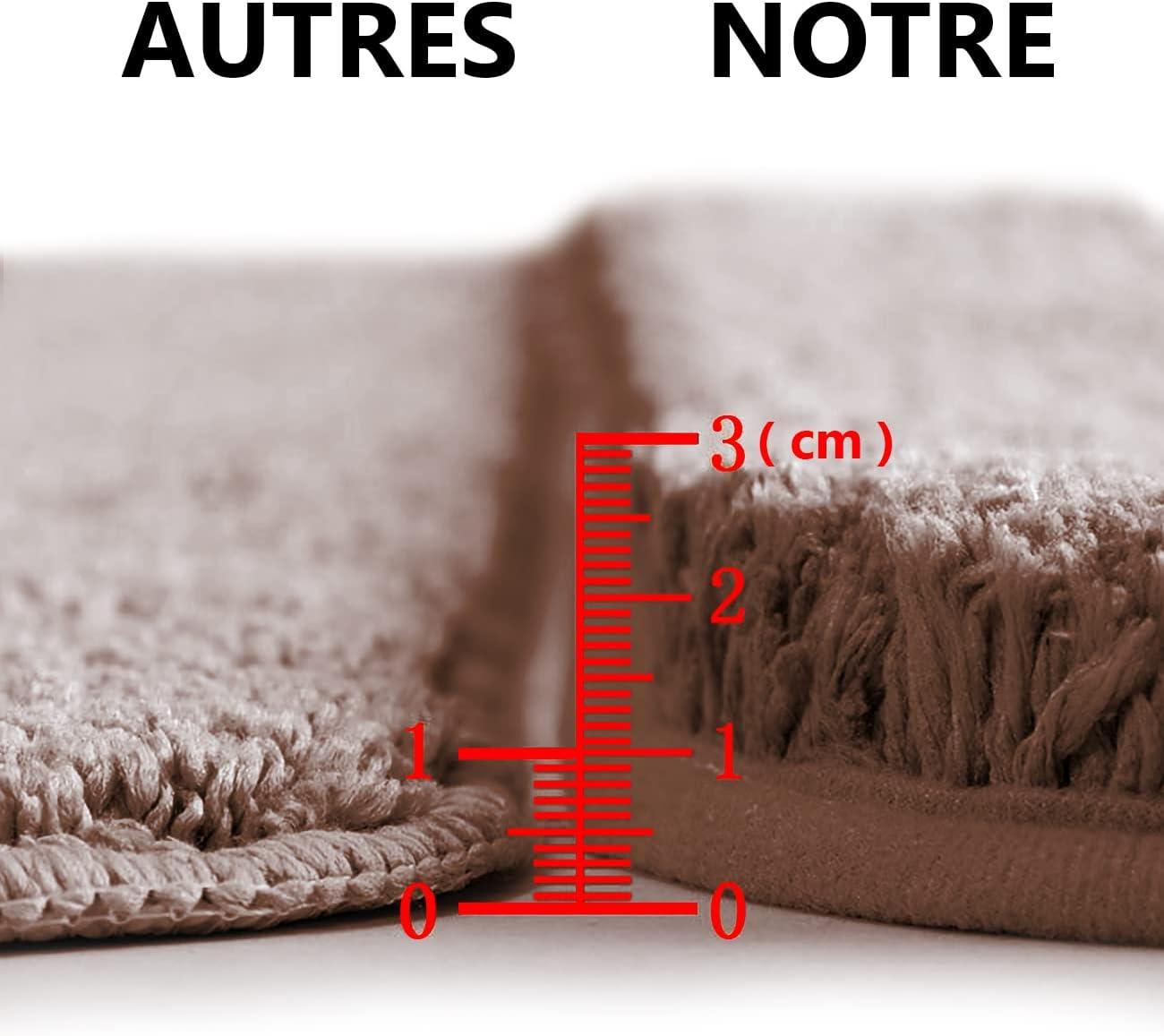 Thảm tắm, thảm tắm không thấm nước, thảm microfiber mềm mại cho phòng tắm và phòng ngủ, máy giặt có thể giặt, 40 x 60 x 3 cm, màu nâu sẫm
