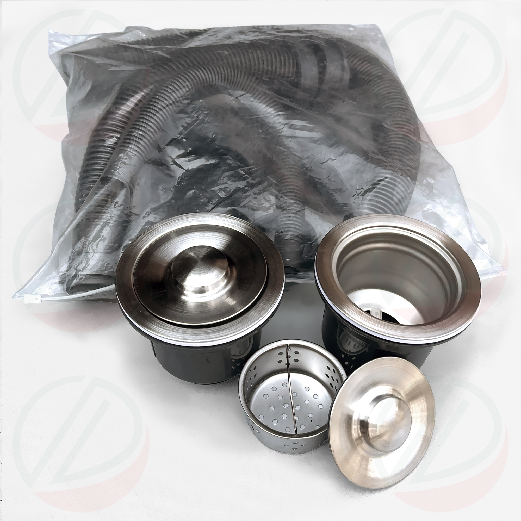 Bộ Chậu Rửa Chén Bát Inox Có Chân 2 Hộc 1 Cánh Kích Thước Dài 100 x Rộng 48cm Nhiều Mẫu - Gồm chậu SUS304 hoặc 201, kệ chân, xi phông, tặng vòi hút xà bông