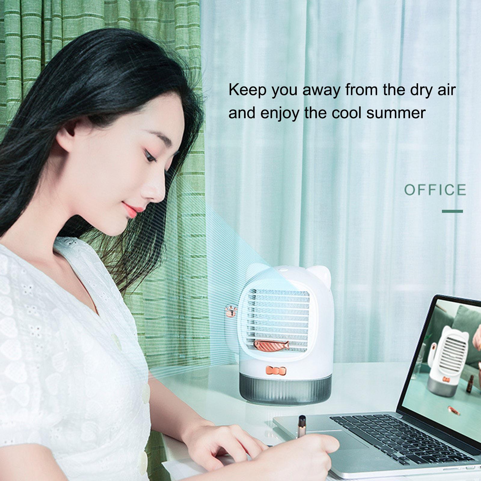 Quạt điều hòa mini để bàn có đèn chiếu sáng ban đêm