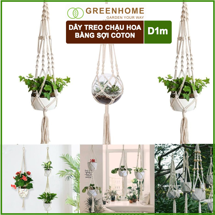 Dây treo chậu cây cảnh lọ hoa dây trang trí phối màu - chất liệu Cotton tự nhiên thân thiện với môi trường