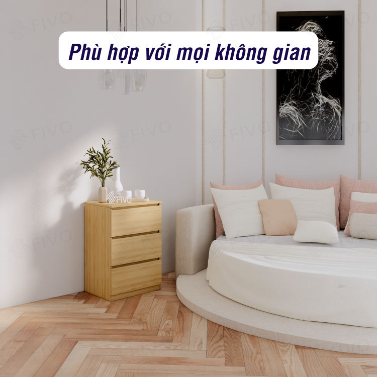 Tủ Đầu Giường Gỗ FIVO FT19 Có Hộc, Ngăn Kéo Cao Cấp, Tay Cầm Thiết Kế Thẩm Mỹ