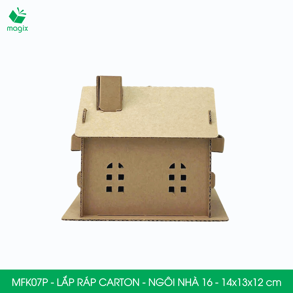 MFK07P -14x13x12 cm - Mô hình ngôi nhà lắp ráp từ bìa carton cao cấp, nhà giấy carton mini sáng tạo
