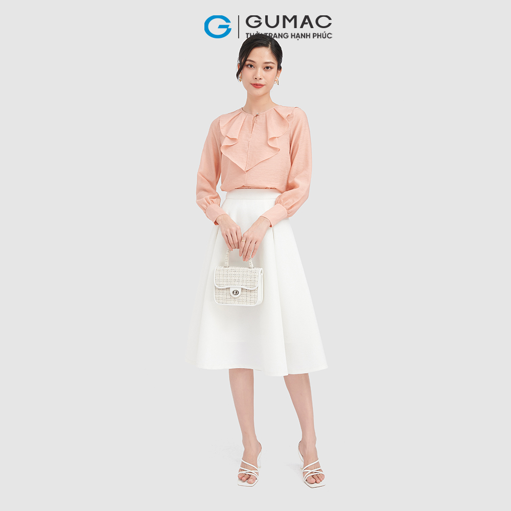 Áo kiểu nữ GUMAC AC10019 phom suông tay dài bèo kiểu nữ tính
