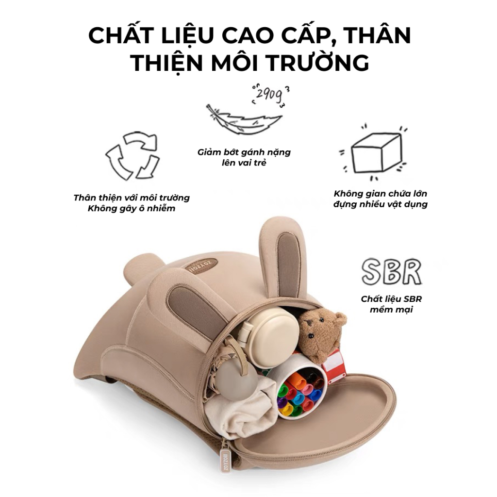 Balo đi học mầm non cho bé Zoyzoii B28 hình thú, chống nước, siêu nhẹ, khoá YKK siêu bền - Hàng chính hãng