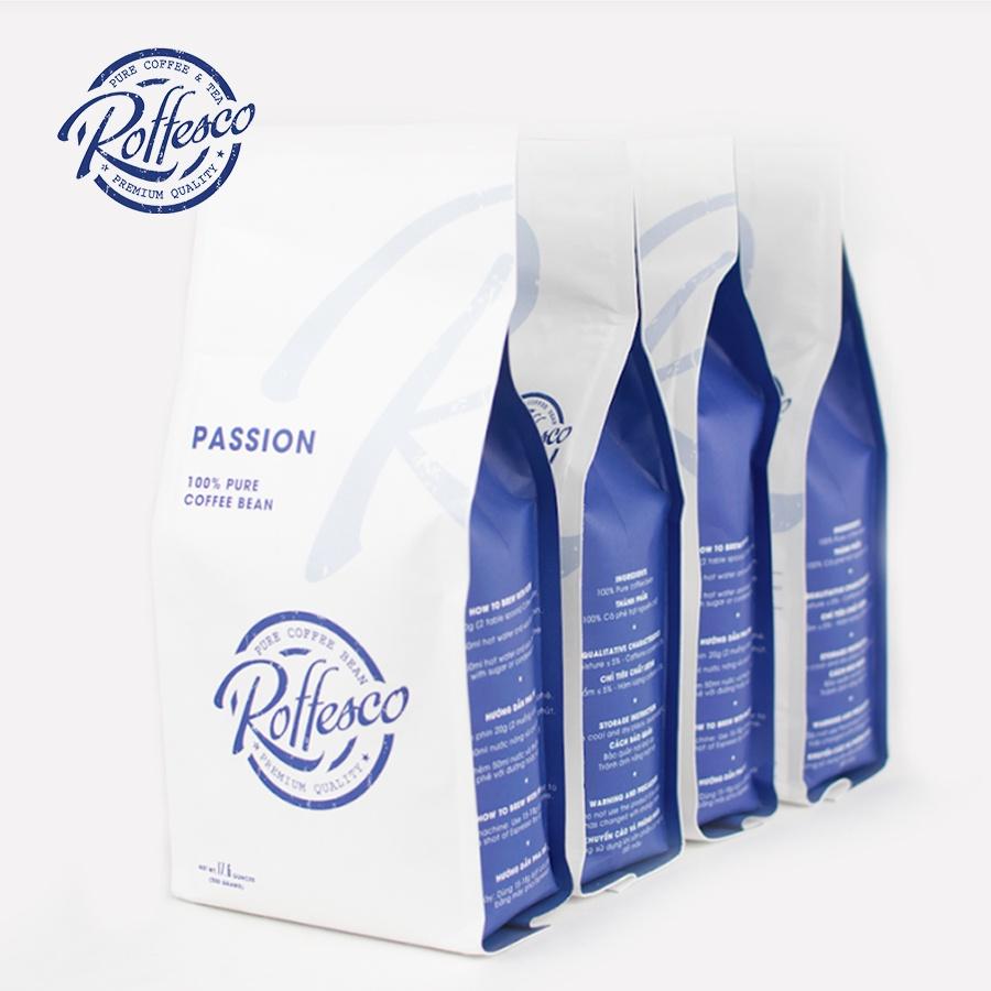 Combo 4 Cà Phê Nguyên Chất ROFFESCO PASSION Hương Vị Đậm Đà Hậu Ngọt Là Đồ Uống Đặc Trưng Vào Mỗi Buổi Sáng túi 500G