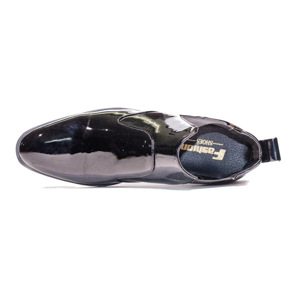 Giày Boot Nam Cổ Chun Da Bóng Màu Đen Sang Trọng Và Phong Cách - CB520-BONGCHUN-BONGDEN