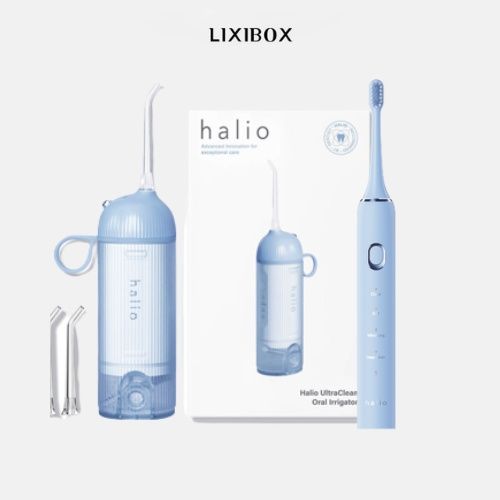 Combo Máy Tăm Nước Halio UltraClean Blue và Bàn chải điện Halio Sonic SmartClean Sky blue