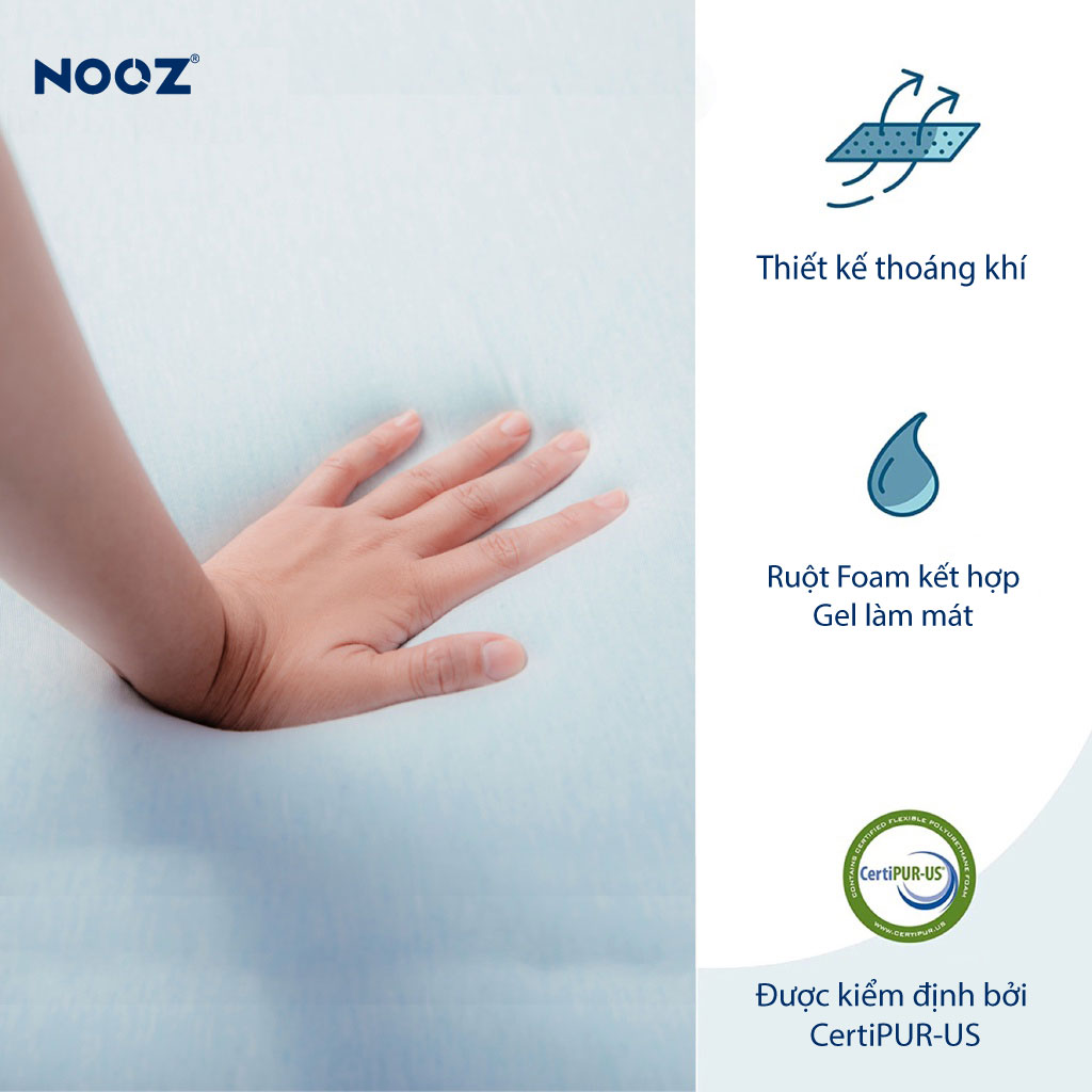 Nệm Foam Topper NOOZ Home Goods với Tiêu Chuẩn CertiPUR-US Ruột Đệm Cao Su Non Hỗ Trợ Nâng Đỡ Vỏ Đệm Tencel