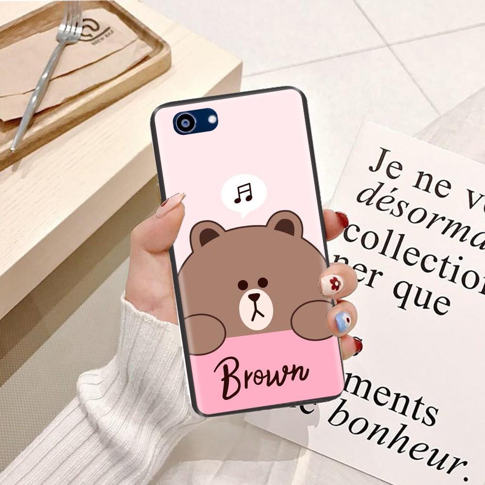 Ốp lưng dành cho điện thoại Oppo A7 Viền dẻo TPU hình Gấu Nâu Cute