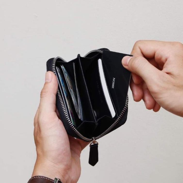 Ví da dây kéo đa năng uinex công sở,ví zip mini Olux