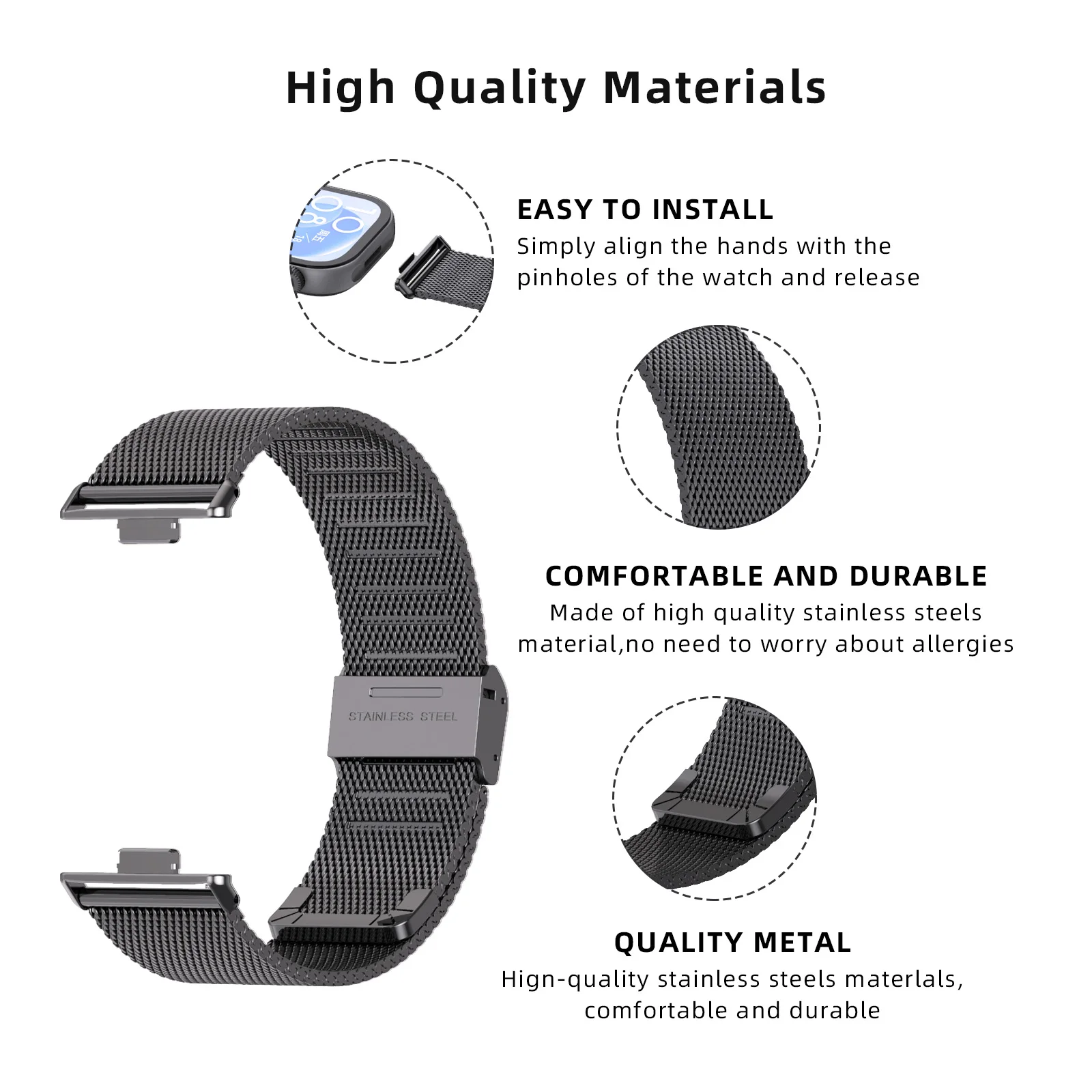 Dây Thép Lưới cho Huawei Watch Fit 3 / Huawei Watch Fit 4 / Huawei Watch Fit 4 Pro - Hàng Chính Hãng