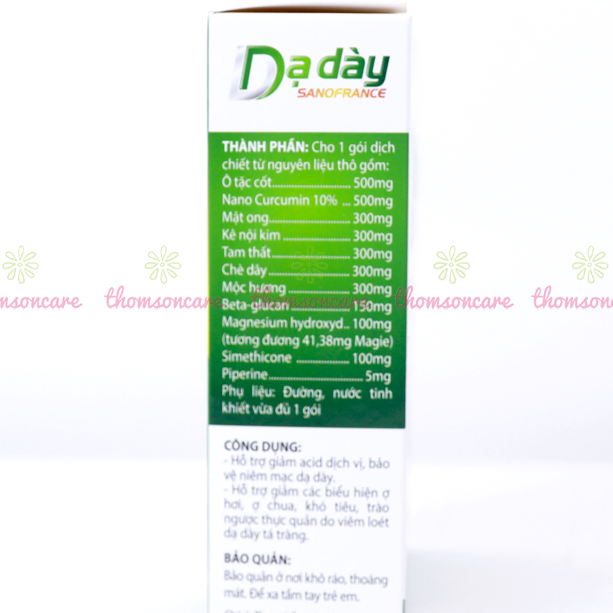 Dạ dày Sanofrance Curcumin Sanofia - Hỗ trợ giảm acid dịch vị, ợ chua, trào ngược dạ dày từ thảo dược - Hộp 15 gói Thomsoncare