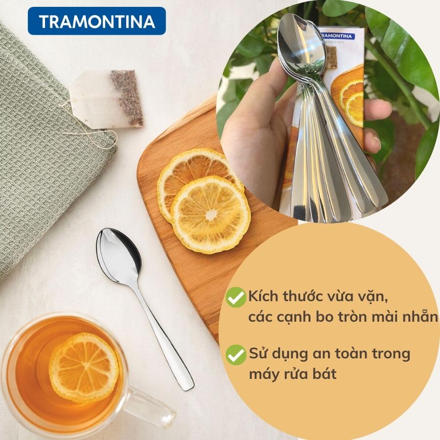 Combo 2 Thìa Dĩa Gồm 1 Bộ 6 Món Thìa Cafe và 1 Bộ 6 Món Dĩa TRAMONTINA Chất Liệu Thép Không Gỉ Sản Xuất Tại BRAZIL - Hàng Chính Hãng