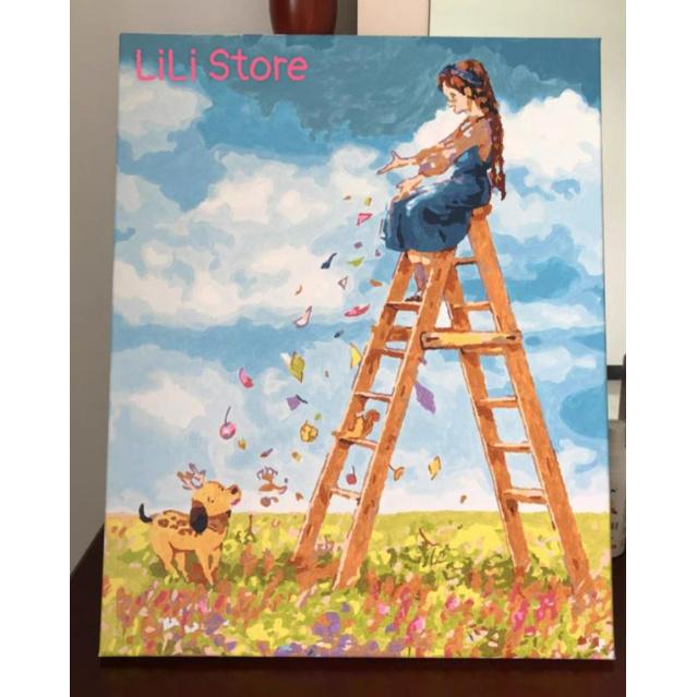 Tranh sơn dầu số hóa DIY khổ 40x50cm khung căng sẵn FOREST GIRLS