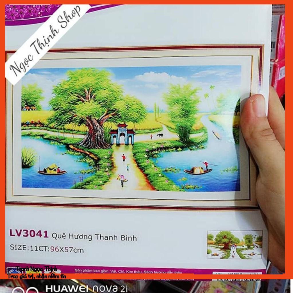 Tranh thêu chữ thập cao cấp QUÊ HƯƠNG THANH BÌNH- LV3041- KT: 96X57Cm