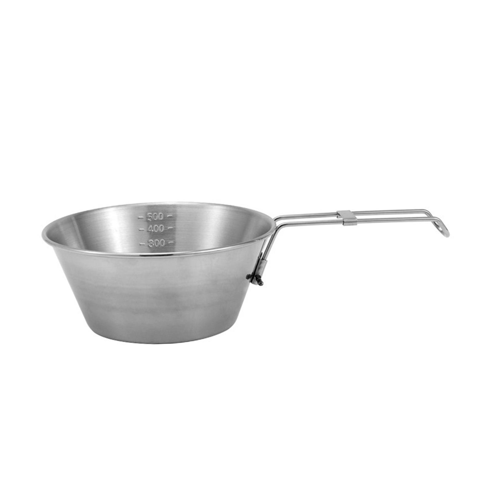 Camping Bowl, Food Bowl Camp Cup Folding Handle, Outdoor Dinnerware Portable Camping Cup, Measuring Picnic Bowl for BBQ, Barbecue Picnic Travel