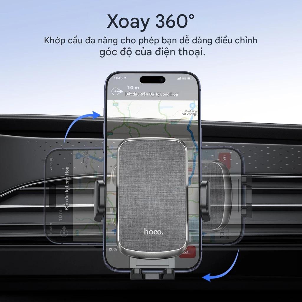Giá đỡ điện thoại xe hơi kẹp cửa gió Hoco CA94 Polaris xoay 360 độ phù hợp cho điện thoại 4.5 - 6.7 inch - Hàng chính hãng
