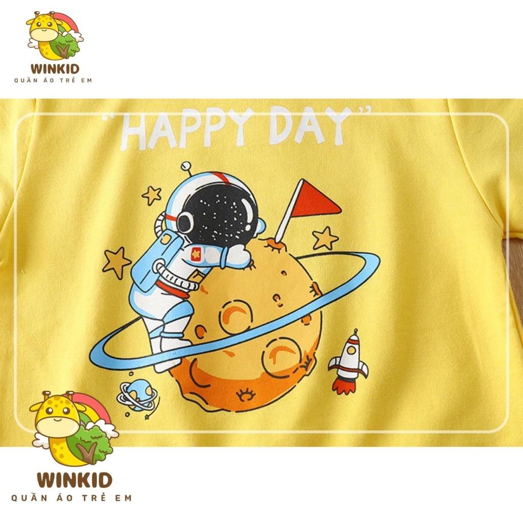 Áo nỉ cho bé WINKID, áo nỉ da cá thu đông dài tay họa tiết in hình dễ thương - WK012