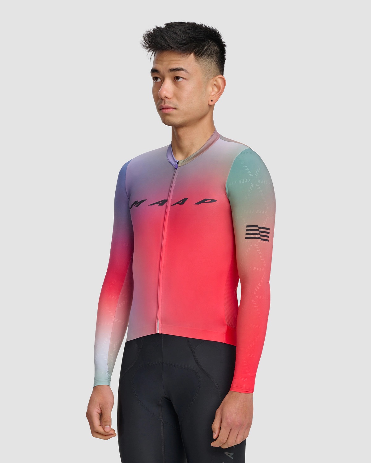 Áo Thể Thao Đạp Xe Nam MAAP Blurred Out Pro Hex LS Jersey 2.0 - Màu Red Mix