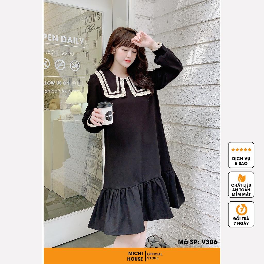 Đầm Suông Rộng Dáng Đuôi Cá Freesize MICHI House Váy Thiết Kế Dài Tay Mặc Bầu Cũng Xinh V306