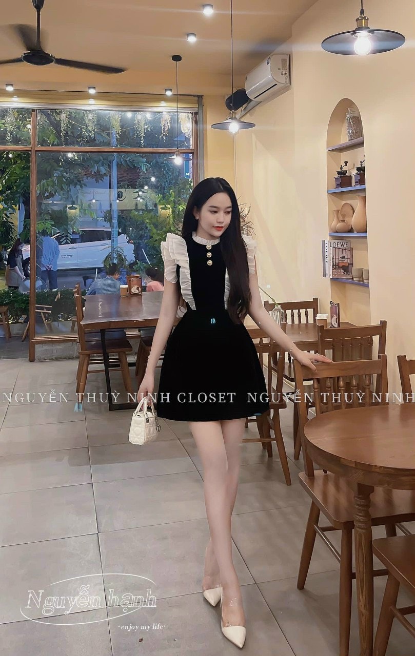 Đầm xếp bèo voan chất Umi phối voan tơ
