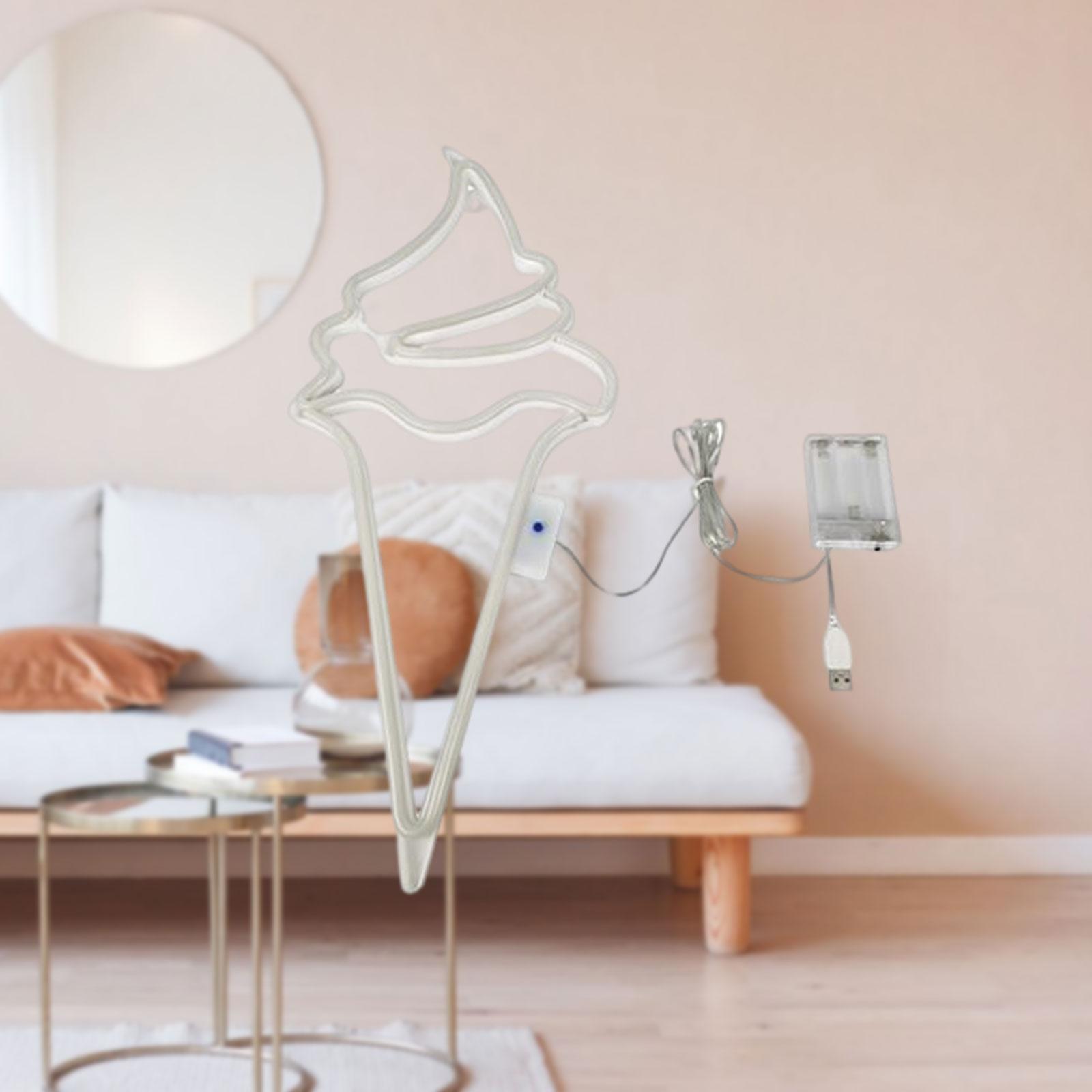 Big Ice Cream LED Neon Sign 8 Light Modes for Kids Living Room Bedroom