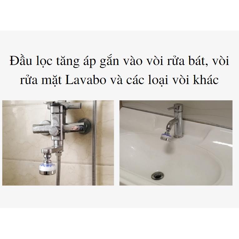 Đầu lọc tăng áp gắn vòi rửa mặt rửa chén bát xoay 360 đa năng tiện dụng cho nhà bếp