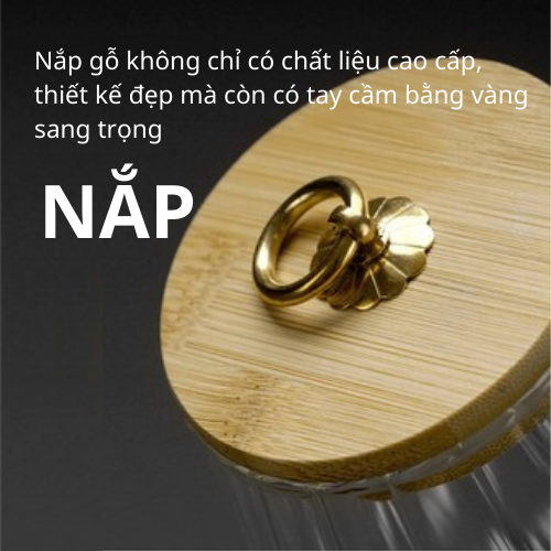 Hộp Thủy Tinh Cao Cấp GAGI Mã GH26 Đựng Chè, Trà, Ngũ Cốc Có Nắp Gỗ, Chống Ẩm, Chống Mối Mọt Mang Vẻ Đẹp Sang Trọng