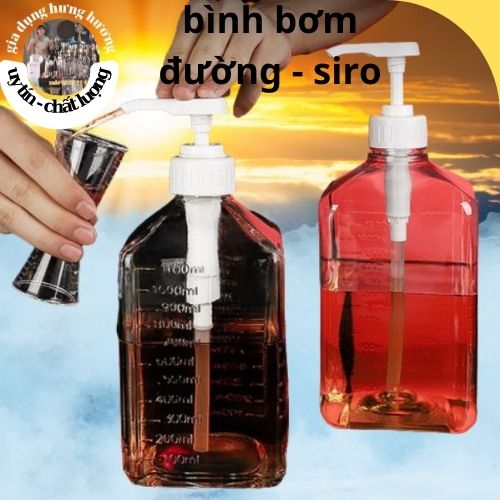 Bình bơm siro Thủy Tinh, bình định lượng đường