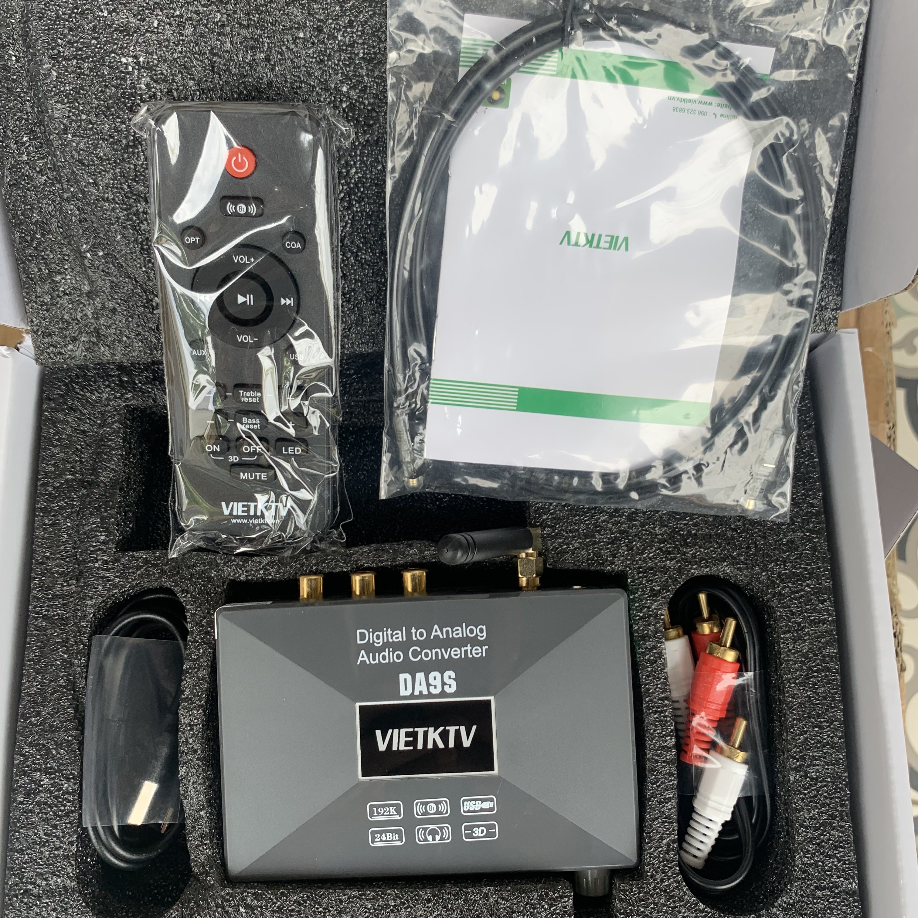 VietKTV DA9S - DAC giải mã âm thanh nghe nhạc chất lượng cao 24bit - Có khiển từ xa, bluetooth 5.0 - Chuyển đổi quang học sang AV - Hàng chính hãng