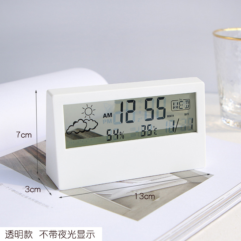 Đồng Hồ Báo Thức Điện Tử Led Để Bàn Thiết Kế Trong Suốt Độc Đáo xem giờ, ngày tháng, đo nhiệt độ độ ẩm