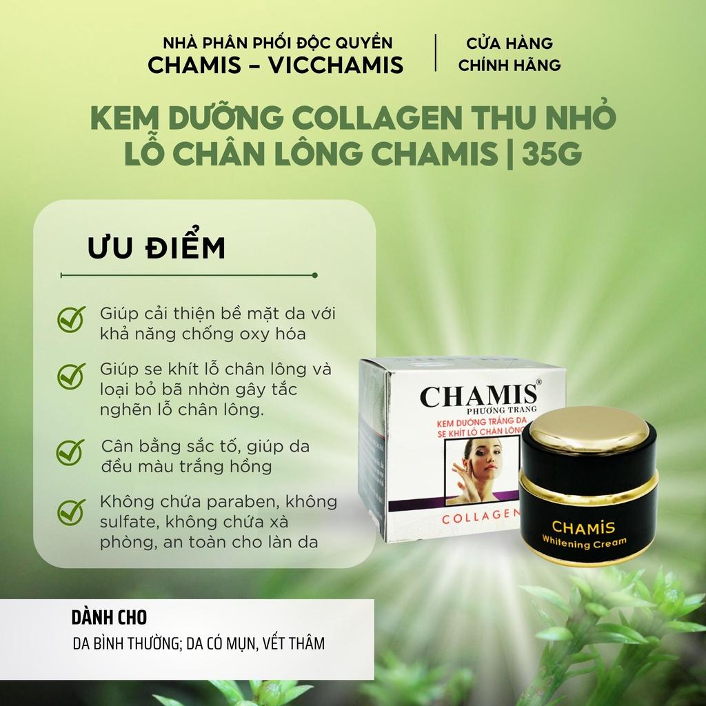 KEM DƯỠNG TRẮNG DA COLLAGEN CHAMIS THU NHỎ LỖ CHÂN LÔNG