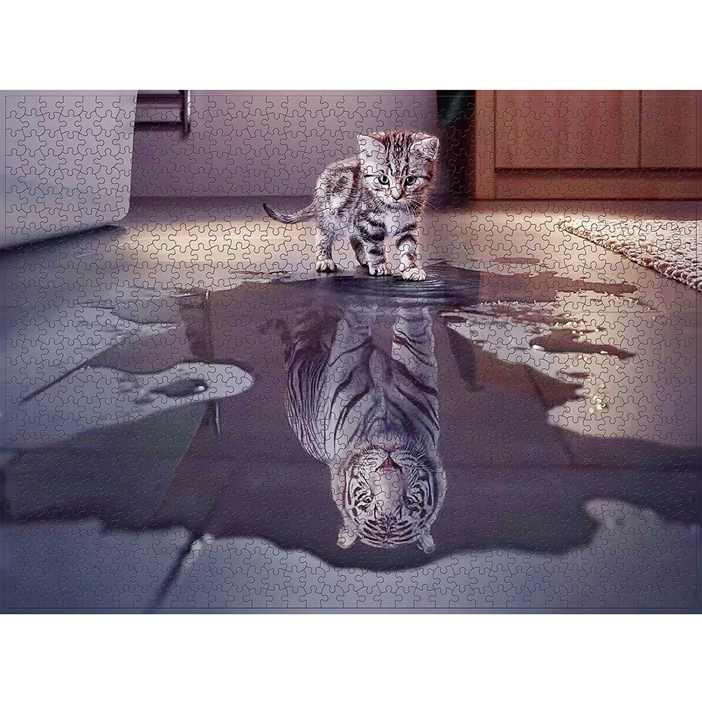 Tranh Ghép Hình 1000 Mảnh Mèo Hổ Cat Tiger Jigsaw Puzzle Randomcut 1000 Pcs