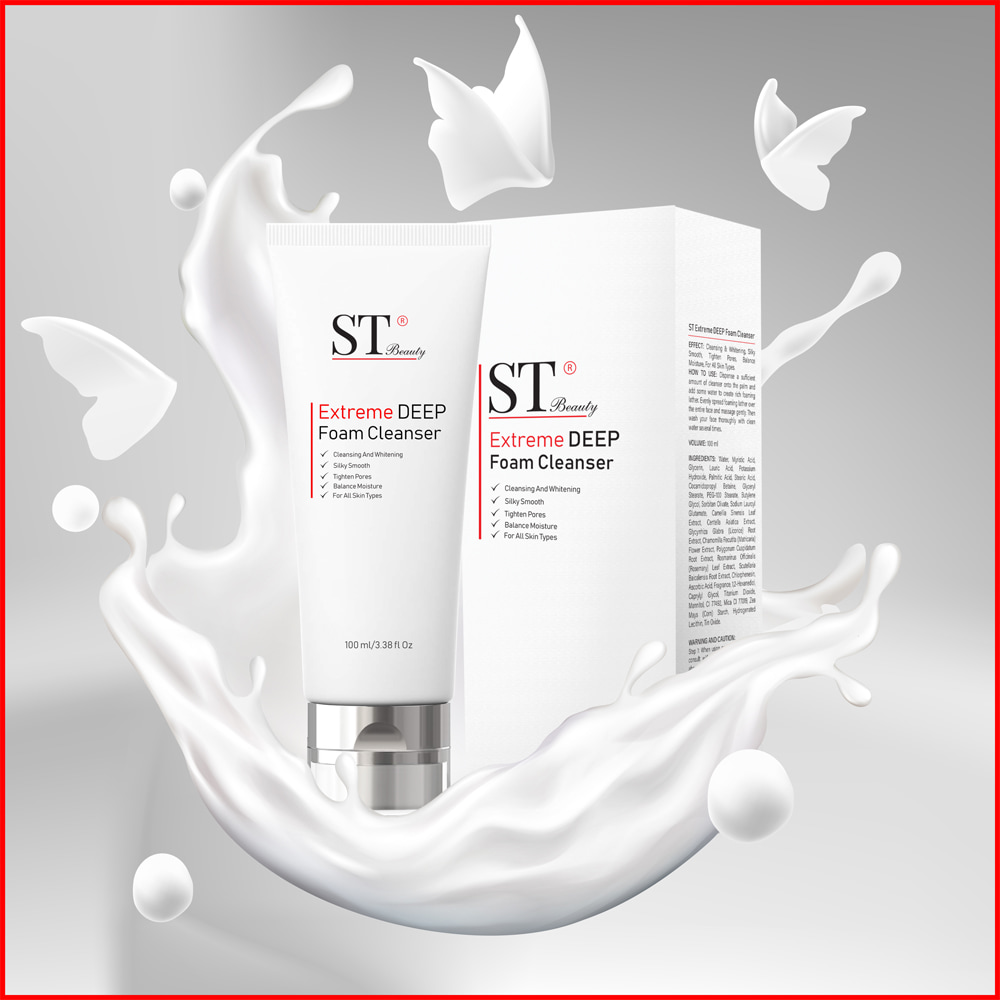 ST Beauty - Sữa Rửa Mặt: Làm Sạch Da Chuyên Sâu & Thông Thoáng Lỗ Chân Lông – Trắng Đều Màu & Cân Bằng Độ Ẩm cho Da - ST Beauty Extreme DEEP Foam Cleanse – Made in Korea  -  Tặng 1 Gel Rửa Tay Khô 100ml - Sạch Khuẩn