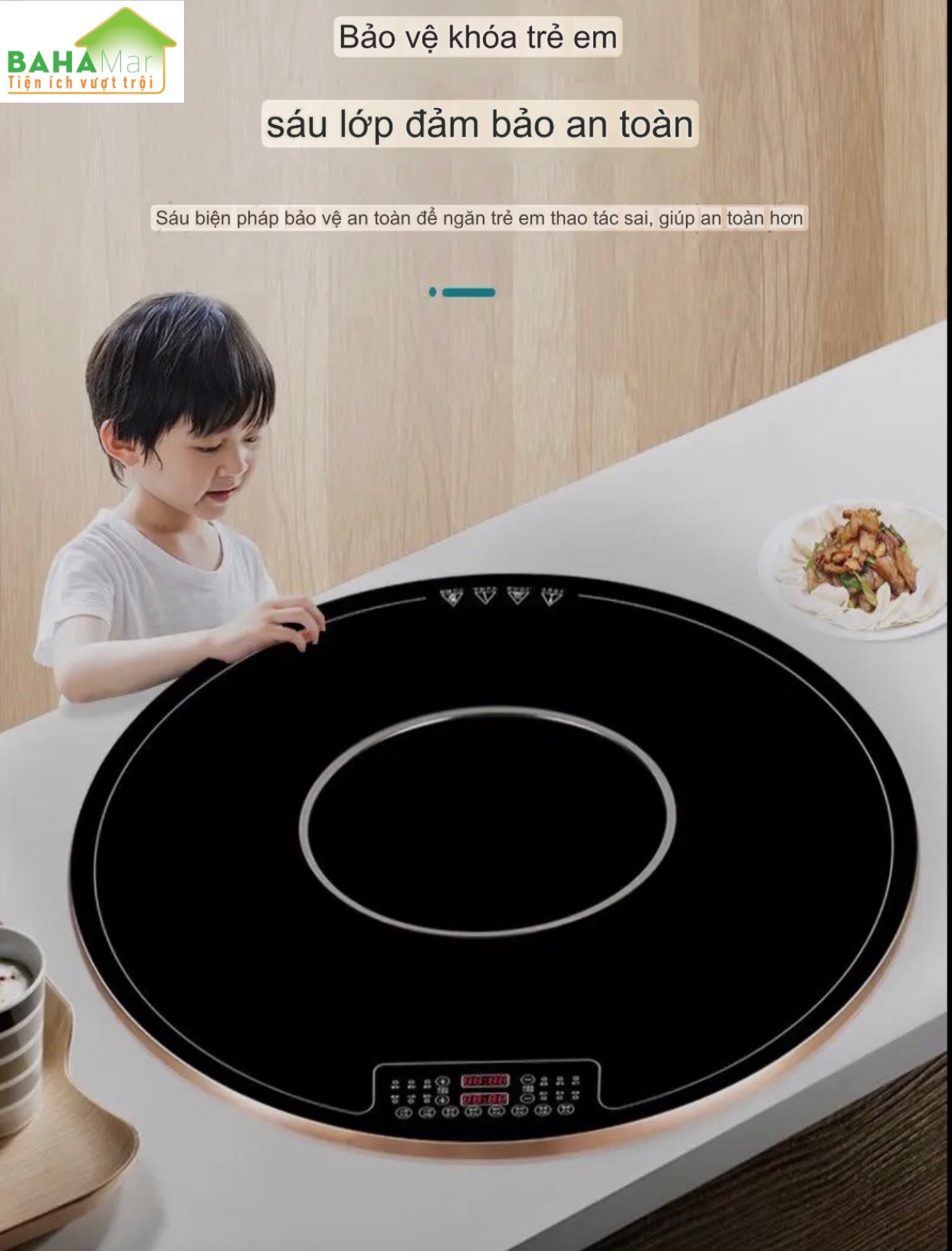 MÂM 80CM GIỮ ẤM MÓN ĂN SUỐT BỮA VÀ TÍCH HỢP KÈM BẾP NẤU LẨU Ở GIỮA CÓ THỂ XOAY TRÒN "BAHAMAR" Vừa giữ ấm thức ăn trong bữa vừa đun nấu tại bàn