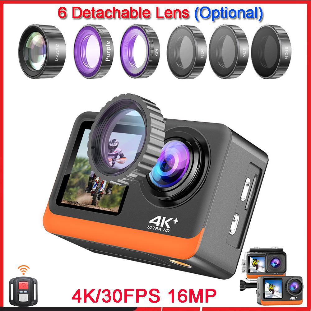 Ultra HD 4K 30fps 16MP Camera hành động WiFi Màn hình kép 2.0 IPS LCD 170 ° góc rộng 30m không thấm nước Go Sport Pro Mũ bảo hiểm Cam