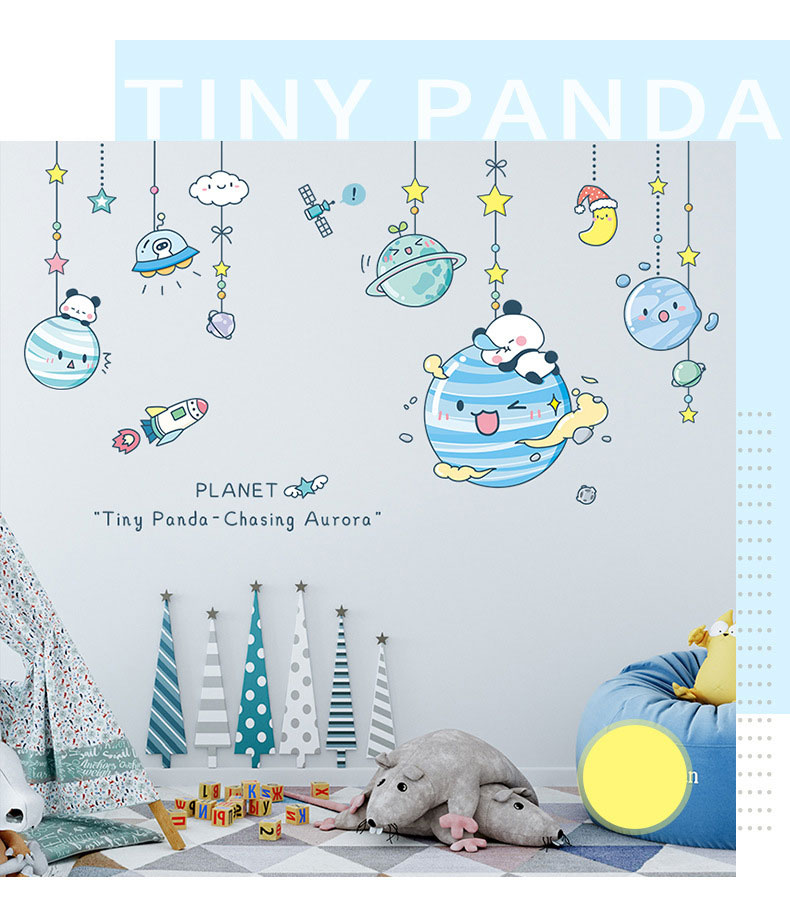 Sticker Giấy Dán Tường Decal Dán tường Tranh Dán Tường Trang Trí Tường Mẫu Hệ Mặt Trời Trong Mắt Bé ZH-1012