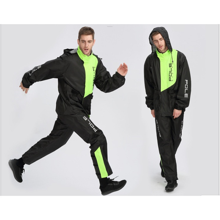 Áo mưa 2 lớp cao cấp Pole racing - Đen - Xanh lá - M
